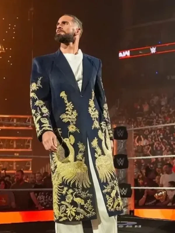 Seth Rollins WWE RAW Golden Peacock Coat