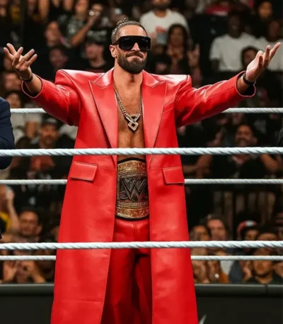 Seth Rollins WWE Raw Red Leather Coat
