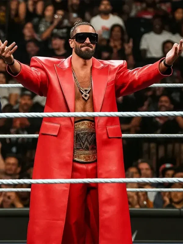 Seth Rollins WWE Raw Red Leather Coat