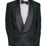 Shawl Lapel Double Breasted 2 Piece Black Tuxedo Suit