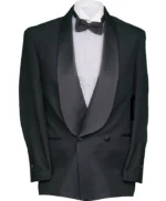 Shawl Lapel Double Breasted 2 Piece Black Tuxedo Suit