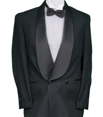 Shawl Lapel Double Breasted 2 Piece Black Tuxedo Suit