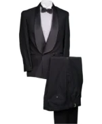 Shawl Lapel Double Breasted 2 Piece Black Tuxedo Suit