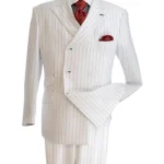 Sherman 1920s Double Breasted 2 Piece Pinstripe White Suit