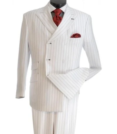 Sherman 1920s Double Breasted 2 Piece Pinstripe White Suit