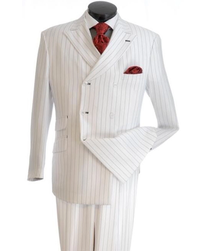 Sherman 1920s Double Breasted 2 Piece Pinstripe White Suit Sherman 1920s Double Breasted 2 Piece Pinstripe White Suit