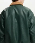 Cheryl Bryant Green Leather Aviator Jacket