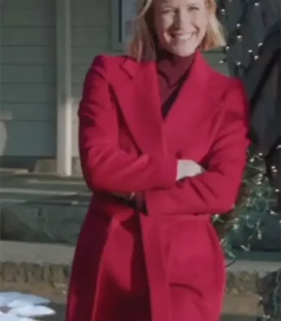 Mystic Christmas Jessy Schram Red Wool Coat