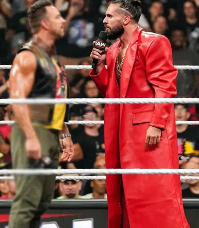 Seth Rollins WWE Raw Red Leather Coat