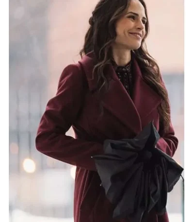 Simulant 2023 Jordana Brewster Maroon Coat