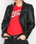 Slim Fit Womens Black Leather Moto Jacket