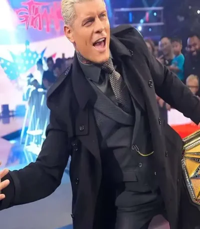 SmackDown 2025 Cody Rhodes Black Wool Coat
