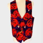 Smiling Red Pumpkins Purple Halloween Vest