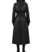 Sophia Black Leather Single Breasted Trench Coat