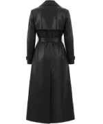 Sophia Black Leather Single Breasted Trench Coat