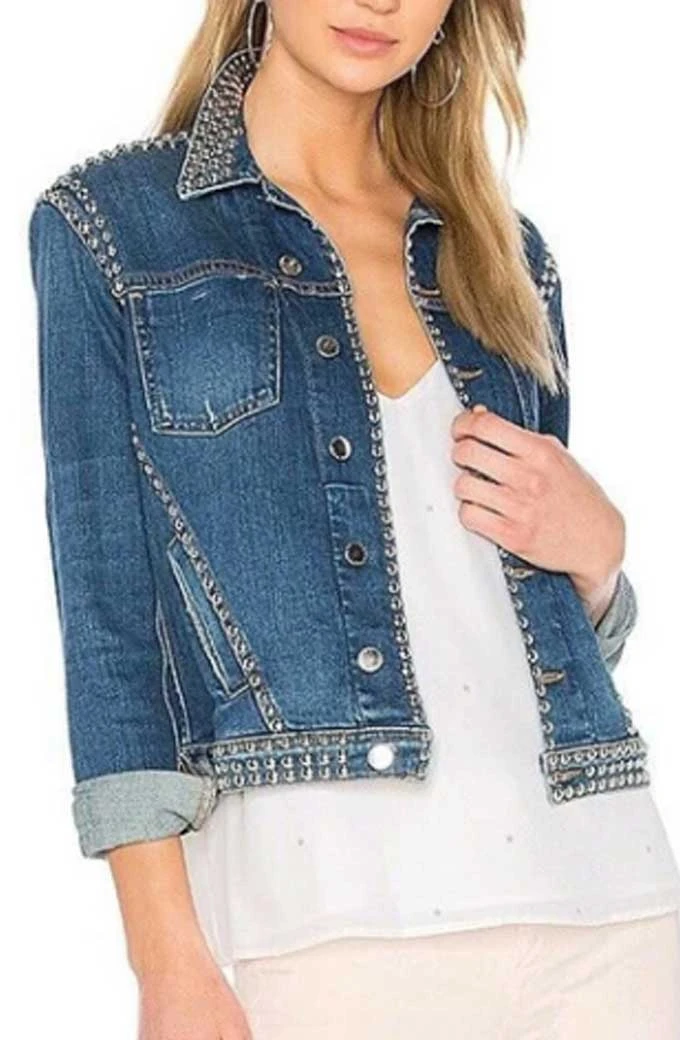 Spinning Out Jenn Yu Blue Studded Jacket Spinning Out Jenn Yu Blue Studded Jacket