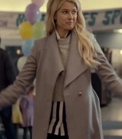Spinning Out Mandy Davis Grey Wrap Coat