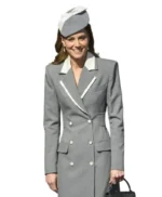 State Visit Kate Middleton Grey Long Coat