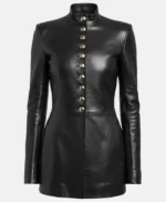 Steal Sophie Turner Black Leather Coat