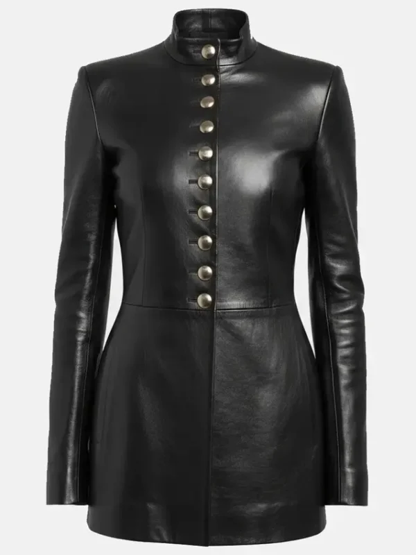 Steal Sophie Turner Black Leather Coat
