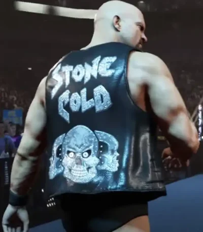 Steve Austin Stone Cold Black Leather Vest