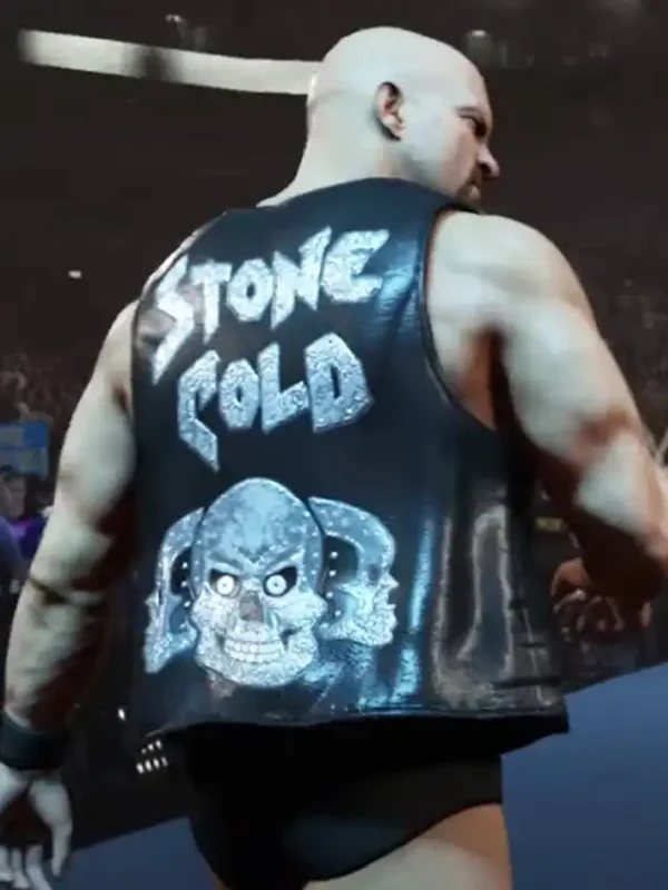 Steve Austin Stone Cold Black Leather Vest