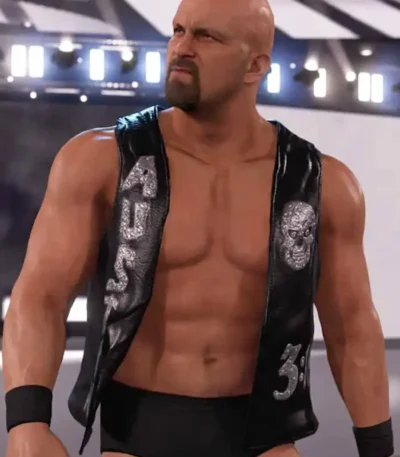Steve Austin Stone Cold Black Leather Vest