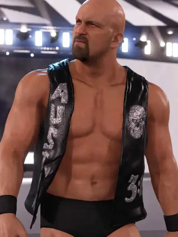 Steve Austin Stone Cold Black Leather Vest