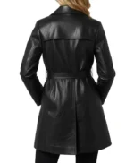 Susan Mid-Length Black Women’s Leather Trench Coat