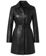 Susan Mid-Length Black Women’s Leather Trench Coat