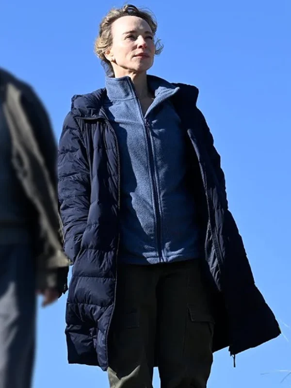 Susie Porter The Travellers Blue Puffer Coat