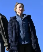 Susie Porter The Travellers Blue Puffer Coat