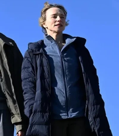 Susie Porter The Travellers Blue Puffer Coat