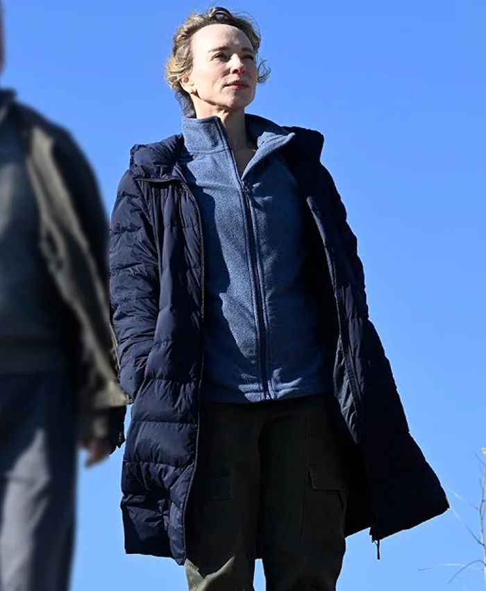 Susie Porter The Travellers Blue Puffer Coat Susie Porter The Travellers Blue Puffer Coat