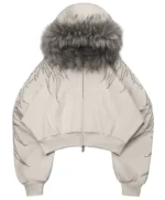 TWICE’s Jihyo and Momo Grey Fur Hooded Jacket