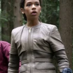 Taylor Russell White Leather Jacket Lost In Space