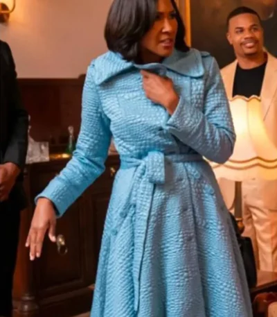 Terri J. Vaughn She The People Alligator Emboss Blue Coat