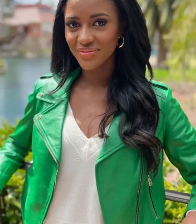 The Bachelorette Charity Lawson Green Biker Leather Jacket