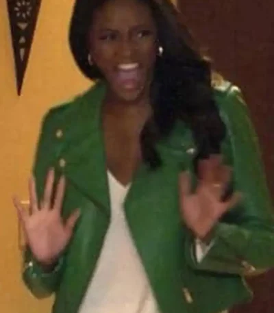 The Bachelorette Charity Lawson Green Biker Leather Jacket