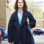 The Flatshare 2022 Jessica Brown Findlay Navy Blue Coat