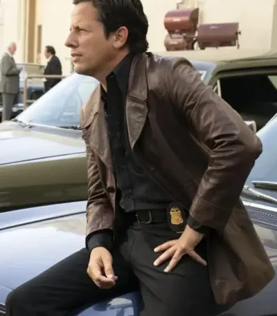 The Offer 2022 Moran Brown Leather Coat