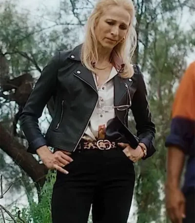 The Red 2024 Angie Milliken Black Biker Jacket