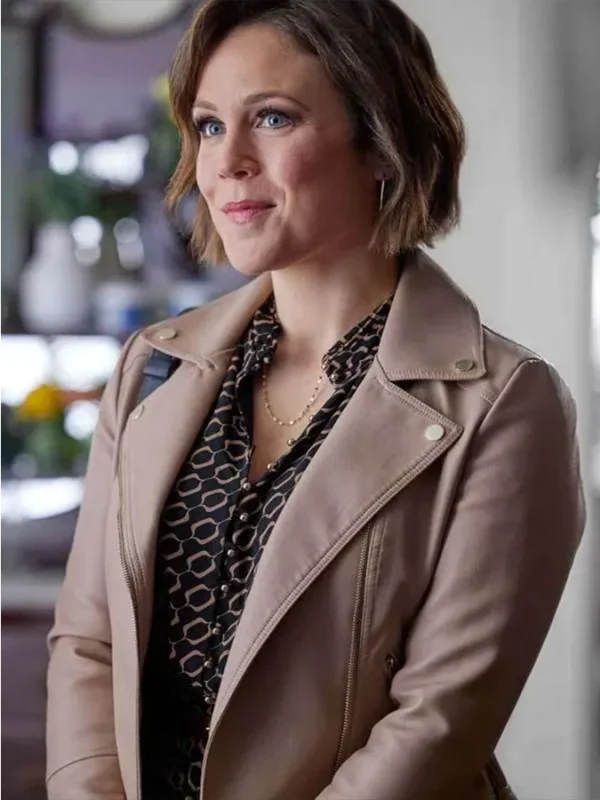 The Wedding Cottage 2023 Erin Krakow Biker Brown Jacket