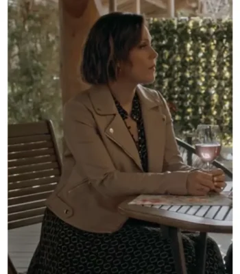The Wedding Cottage 2023 Erin Krakow Biker Brown Jacket