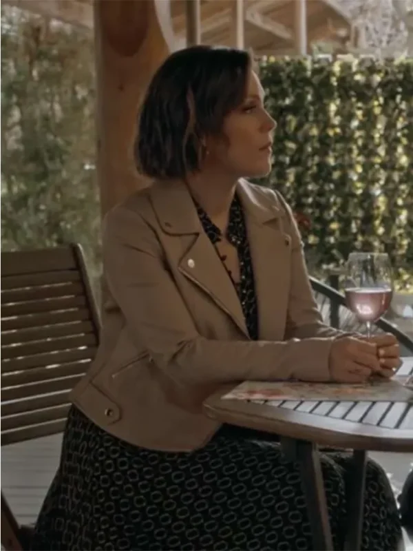 The Wedding Cottage 2023 Erin Krakow Biker Brown Jacket