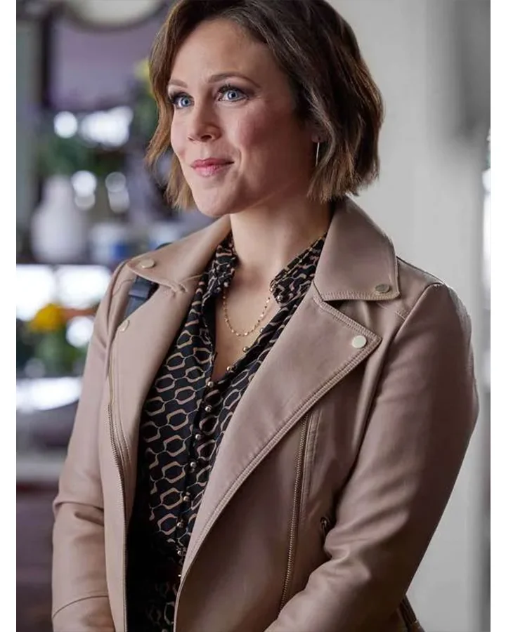 The Wedding Cottage 2023 Erin Krakow Biker Brown Jacket The Wedding Cottage 2023 Erin Krakow Biker Brown Jacket
