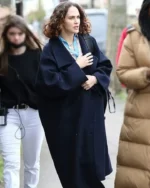 The Flatshare 2022 Jessica Brown Findlay Navy Blue Coat