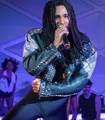 Tijan Njie Girl You Know It’s True Cropped Studded Leather Jacket
