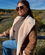 Gail Simmons Top Chef S22 Brown Shearling Leather Coat