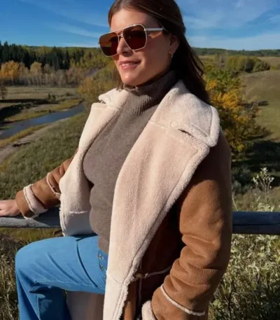 Gail Simmons Top Chef S22 Brown Shearling Leather Coat